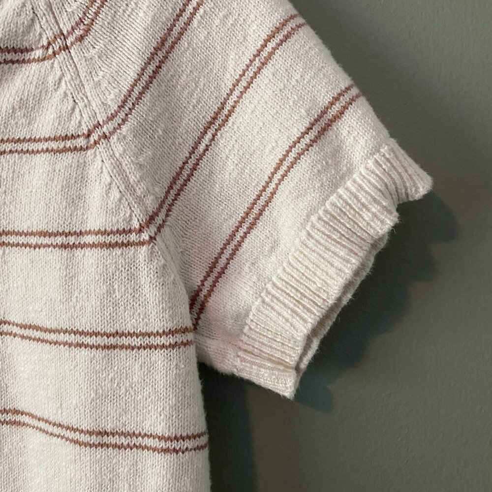 Madewell White Scoop Sweater Tee with Brown Stripes, Size Small - Picture 8 of 8